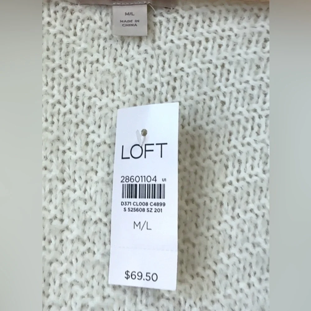 LOFT Cream Open Front Cocoon Cardigan Sweater M/L NWT